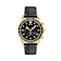 Greca Chrono Wave Black Dial Leather Strap Watch