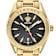 V-Code GMT Black Sunray Dial Yellow Stainless Steel Bracelet Watch