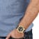 V-Code GMT Black Sunray Dial Leather Strap Watch
