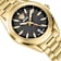 V-Code GMT Black Sunray Dial Yellow Stainless Steel Bracelet Watch