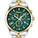 Ferragamo Duo Chrono Green Dial Two-tone Stainless Steel Bracelet Watch