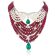 Andreoli Ruby Beads, Emerald, And Pearl Statement Necklace