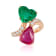 Andreoli Ruby And Emerald Bypass Ring