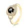 Gold Statement Ring with Black and White Diamonds