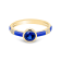 14K Yellow Gold Enamel Ring with Created Blue Sapphire and Diamond