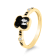 Gold Black Diamond Cushion Ring
