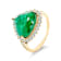 14K Yellow Gold 5.17ct Emerald Ring with Diamond Halo and Studded Band