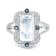18K White Gold Moonstone, London Blue Topaz, and Diamond Ring 4.97ctw