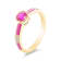 14K Yellow Gold Enamel Ring with  Created Ruby and Diamond