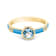 14K Yellow Gold Enamel Ring with  Blue Topaz and Diamond