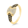 Gold Ring with Black and White Diamonds in Hourglass Shape