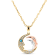14K Yellow Gold Moon Diamond Necklace