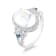 18K White Gold Moonstone, London Blue Topaz, and Diamond Ring 4.12ctw