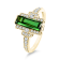 18K Yellow Gold Green Tourmaline and Diamond Ring 1.74ctw