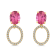 10K Yellow Gold Pink Tourmaline Adjustable Earrings with 0.31 ctw Diamonds