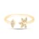 White Sapphire Round Chain Style Ring, Yellow Gold Plated Sterling Silver