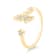 White Sapphire Star Design Chain Link Ring, Yellow Gold Plated Sterling Silver