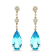 14K White Gold Blue Topaz and White Diamond Earrings
