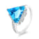 18K White Gold Swiss Blue Topaz and Diamond Ring 4.29ctw