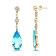 14K White Gold Blue Topaz and White Diamond Earrings