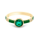 14K Yellow Gold Enamel Ring with  Created Emerald and Diamond