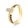 Gold Black and White Diamond Ring set in Rectangle Shape
