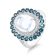 18K White Gold Moonstone, London Blue Topaz, and Diamond Ring 4.29ctw