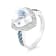 18K White Gold Moonstone, London Blue Topaz, and Diamond Ring 4.40ctw