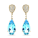 14K Yellow Gold Blue Topaz and White Diamond Earrings