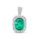 14K White Gold Emerald and White Diamond Pendant