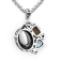 Stephen Dweck Sterling Silver Flower Pendant, Rutiliated Quartz,
Hematite, Citrine, Moonstone