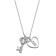 Rhodium Sterling Silver Cubic Zirconia Lock and Key Pendant Necklace