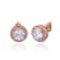 14K Rose Gold Plated Sterling Silver Cubic Zirconia Classic Halo Stud Earrings