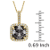 Black Diamond Round White Diamond Halo Pendant With Chain In 14k Yellow
Gold 2.78ctw Cushion Shape