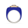 Blue Enamel and Lab Diamond Signet Ring In Sterling Silver
