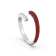 Red Enamel and Lab Diamond Open Ring In Sterling Silver