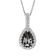 Black and White Diamond Halo Pendant Pear Drop in 14K White Gold With
Chain (1.25 Cttw)
