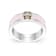 Pink Enamel and Lab Diamond Ring In Sterling Silver