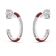 Red Enamel and Lab Grown Diamonds Hoop Earrings In Sterling Silver