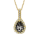 Black and White Diamond Halo Pendant With Chain Pear Drop in 14K Yellow
Gold With Chain (1.41 Cttw)