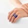 Blue Enamel and Lab Diamond Signet Ring In Sterling Silver