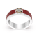 Red Enamel and Lab Diamond Ring In Sterling Silver