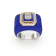 Blue Enamel and Lab Diamond Signet Ring In Sterling Silver