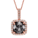 Black Diamond Round White Diamond Halo Pendant With Chain In 14k Rose
Gold 2.38ctw Cushion Shape