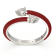 Red Enamel and Lab Diamond Open Ring In Sterling Silver