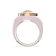 Pink Enamel and Lab Diamond Signet Ring In Sterling Silver