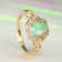 Gin & Grace 14K Yellow Gold Real Diamond Ring (I1) with Natural Opal