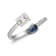 Gin & Grace 18K White Gold Diamond Ring with Blue Sapphire