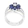 Gin & Grace 18K White Gold Real Diamond Ring (I1) with Natural Blue Sapphire