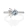 Gin & Grace 18K White Gold Real Diamond Ring (I1) with Genuine Aquamarine